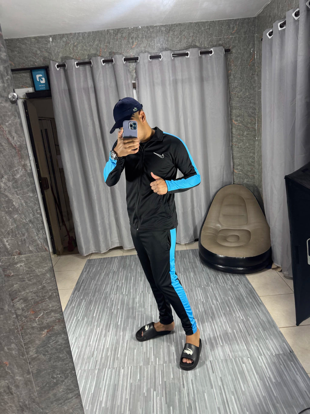 CONJUNTO NIKE DRI-FIT ( PRETO c/ AZUL )